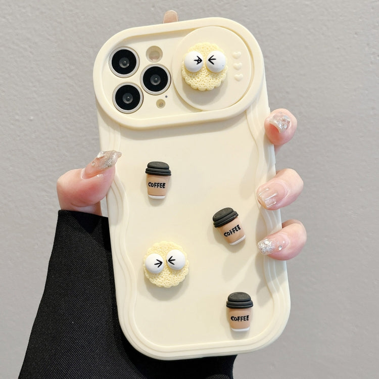 Briquettes Sliding Camshield 3D Coffee TPU Phone Case, For iPhone 16 Pro, For iPhone 16 Plus, For iPhone 16, For iPhone 15 Pro Max, For iPhone 15 Plus, For iPhone 13 Pro, For iPhone 12, For iPhone 12 Pro Max