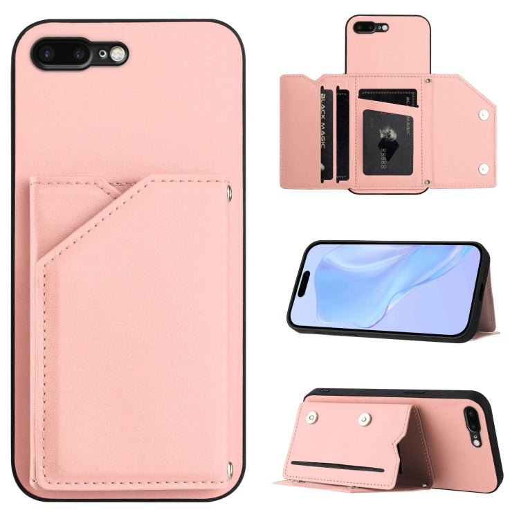 Capa para telemóvel Skin Feel com quatro compartimentos para cartões e alça de pulso, para iPhone 12 mini, para iPhone 11 Pro Max, para iPhone 11, para iPhone 11 Pro, para iPhone X / XS, para iPhone XR, para iPhone XS Max, para iPhone 7 Plus / 8 Plus