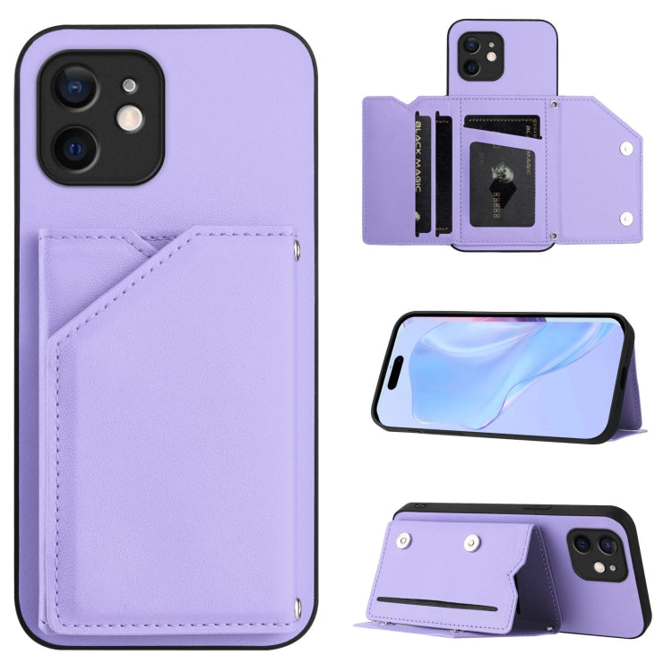 Capa para telemóvel Skin Feel com quatro compartimentos para cartões e alça de pulso, para iPhone 12 mini, para iPhone 11 Pro Max, para iPhone 11, para iPhone 11 Pro, para iPhone X / XS, para iPhone XR, para iPhone XS Max, para iPhone 7 Plus / 8 Plus