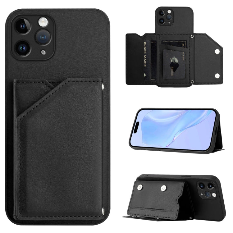 Capa para telemóvel Skin Feel com quatro compartimentos para cartões e alça de pulso, para iPhone 12 mini, para iPhone 11 Pro Max, para iPhone 11, para iPhone 11 Pro, para iPhone X / XS, para iPhone XR, para iPhone XS Max, para iPhone 7 Plus / 8 Plus