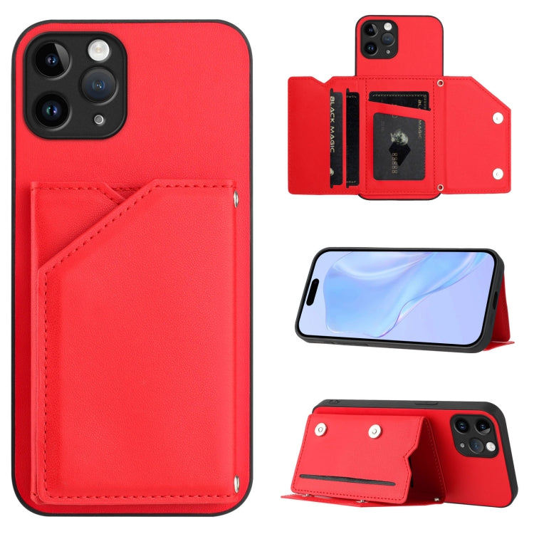 Capa para telemóvel Skin Feel com quatro compartimentos para cartões e alça de pulso, para iPhone 12 mini, para iPhone 11 Pro Max, para iPhone 11, para iPhone 11 Pro, para iPhone X / XS, para iPhone XR, para iPhone XS Max, para iPhone 7 Plus / 8 Plus