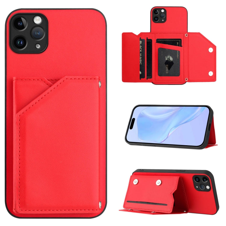 Capa para telemóvel Skin Feel com quatro compartimentos para cartões e alça de pulso, para iPhone 12 mini, para iPhone 11 Pro Max, para iPhone 11, para iPhone 11 Pro, para iPhone X / XS, para iPhone XR, para iPhone XS Max, para iPhone 7 Plus / 8 Plus