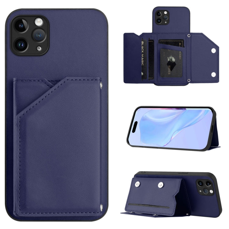 Capa para telemóvel Skin Feel com quatro compartimentos para cartões e alça de pulso, para iPhone 12 mini, para iPhone 11 Pro Max, para iPhone 11, para iPhone 11 Pro, para iPhone X / XS, para iPhone XR, para iPhone XS Max, para iPhone 7 Plus / 8 Plus