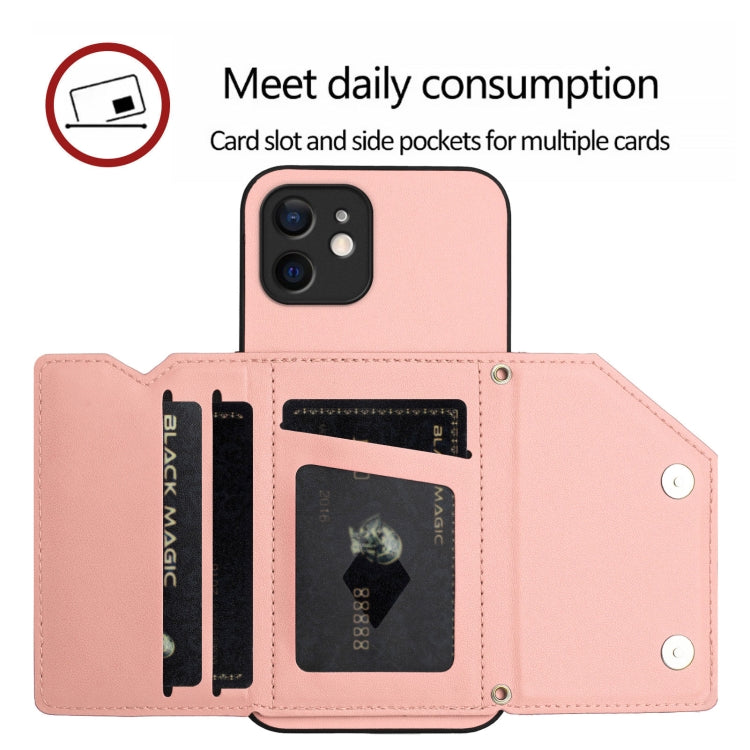 Capa para telemóvel Skin Feel com quatro compartimentos para cartões e alça de pulso, para iPhone 12 mini, para iPhone 11 Pro Max, para iPhone 11, para iPhone 11 Pro, para iPhone X / XS, para iPhone XR, para iPhone XS Max, para iPhone 7 Plus / 8 Plus