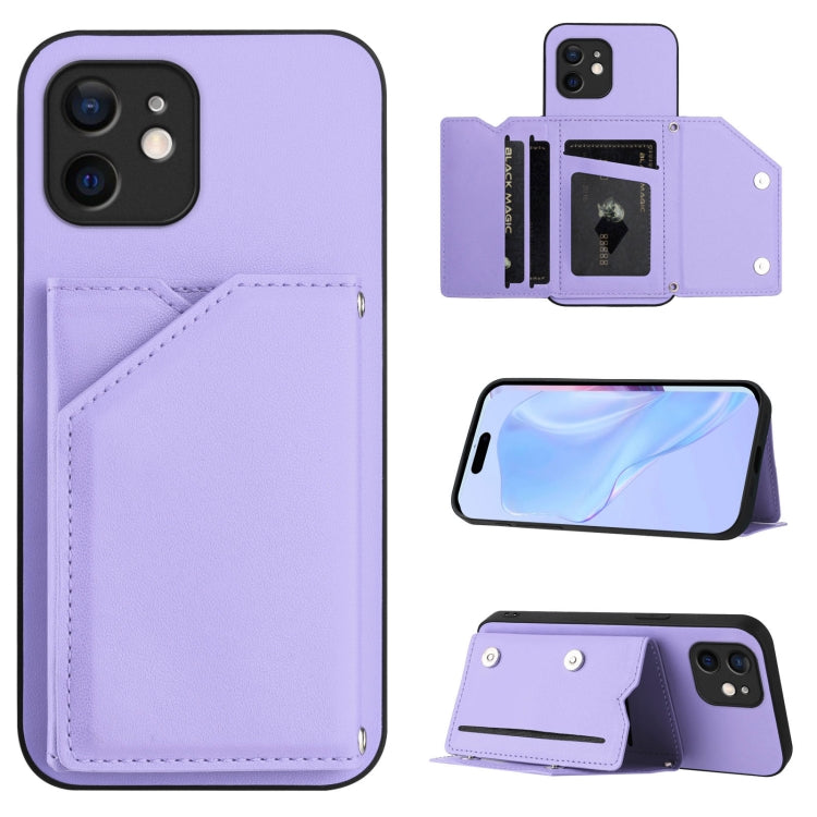Capa para telemóvel Skin Feel com quatro compartimentos para cartões e alça de pulso, para iPhone 12 mini, para iPhone 11 Pro Max, para iPhone 11, para iPhone 11 Pro, para iPhone X / XS, para iPhone XR, para iPhone XS Max, para iPhone 7 Plus / 8 Plus