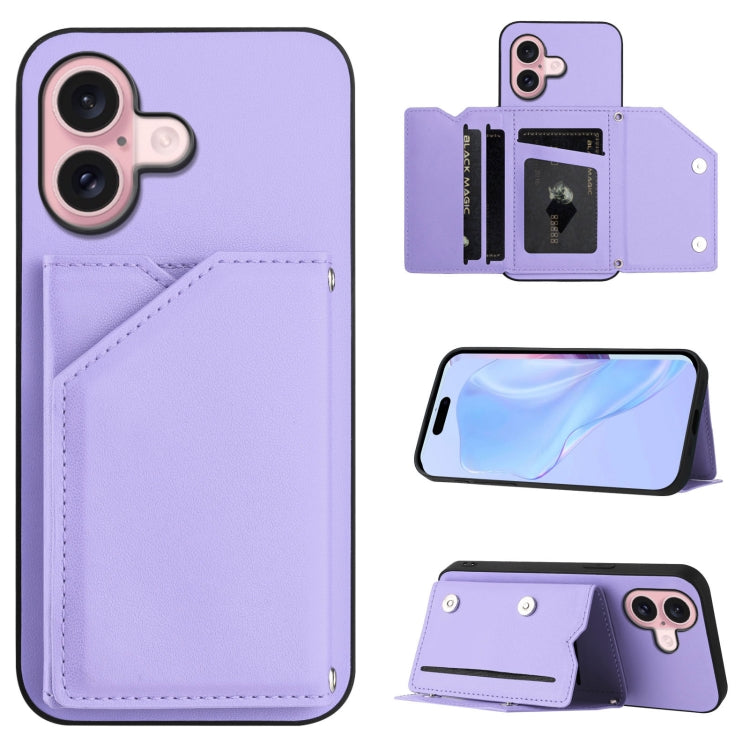 Skin Feel Four Card Slots Phone Case with Wrist Strap, For iPhone 17 Pro Max, For iPhone 17 Pro, For iPhone 17, For iPhone Air, For iPhone 16 Pro Max, For iPhone 16 Pro, For iPhone 16 Plus, For iPhone 16
