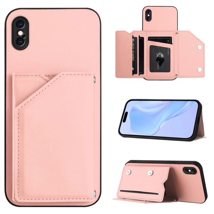 Capa para telemóvel Skin Feel com quatro compartimentos para cartões e alça de pulso, para iPhone 12 mini, para iPhone 11 Pro Max, para iPhone 11, para iPhone 11 Pro, para iPhone X / XS, para iPhone XR, para iPhone XS Max, para iPhone 7 Plus / 8 Plus