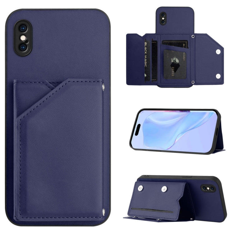 Capa para telemóvel Skin Feel com quatro compartimentos para cartões e alça de pulso, para iPhone 12 mini, para iPhone 11 Pro Max, para iPhone 11, para iPhone 11 Pro, para iPhone X / XS, para iPhone XR, para iPhone XS Max, para iPhone 7 Plus / 8 Plus