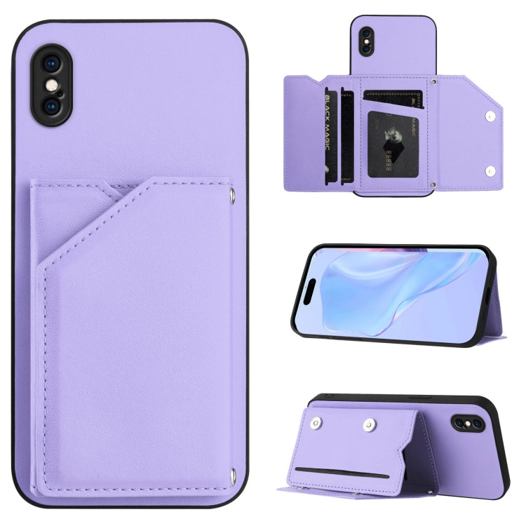 Capa para telemóvel Skin Feel com quatro compartimentos para cartões e alça de pulso, para iPhone 12 mini, para iPhone 11 Pro Max, para iPhone 11, para iPhone 11 Pro, para iPhone X / XS, para iPhone XR, para iPhone XS Max, para iPhone 7 Plus / 8 Plus