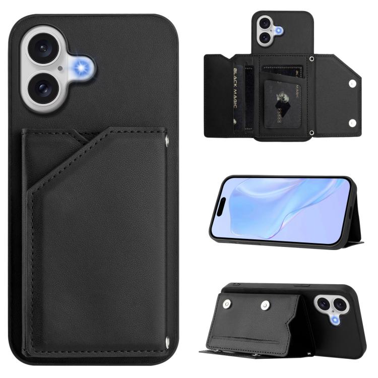 Skin Feel Four Card Slots Phone Case with Wrist Strap, For iPhone 17 Pro Max, For iPhone 17 Pro, For iPhone 17, For iPhone Air, For iPhone 16 Pro Max, For iPhone 16 Pro, For iPhone 16 Plus, For iPhone 16