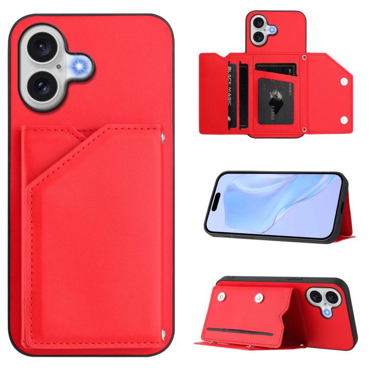Skin Feel Four Card Slots Phone Case with Wrist Strap, For iPhone 17 Pro Max, For iPhone 17 Pro, For iPhone 17, For iPhone Air, For iPhone 16 Pro Max, For iPhone 16 Pro, For iPhone 16 Plus, For iPhone 16