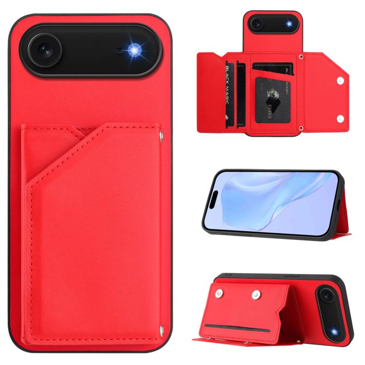 Skin Feel Four Card Slots Phone Case with Wrist Strap, For iPhone 17 Pro Max, For iPhone 17 Pro, For iPhone 17, For iPhone Air, For iPhone 16 Pro Max, For iPhone 16 Pro, For iPhone 16 Plus, For iPhone 16