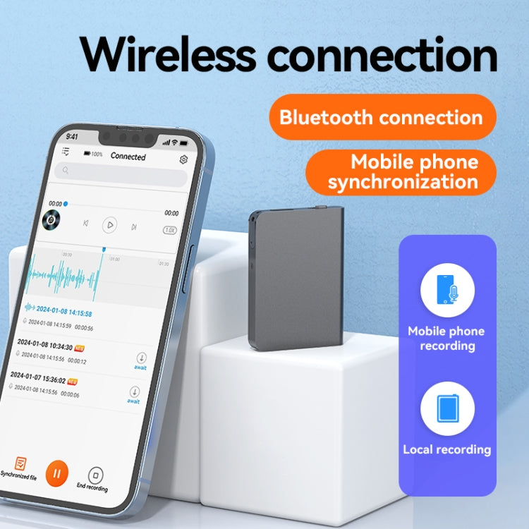 Caneta Gravadora de Voz Ultra-fina HD com Redução de Ruído Q61A Suporta Controlo por APP, 8GB, 16GB, 32GB, 64GB, 128GB