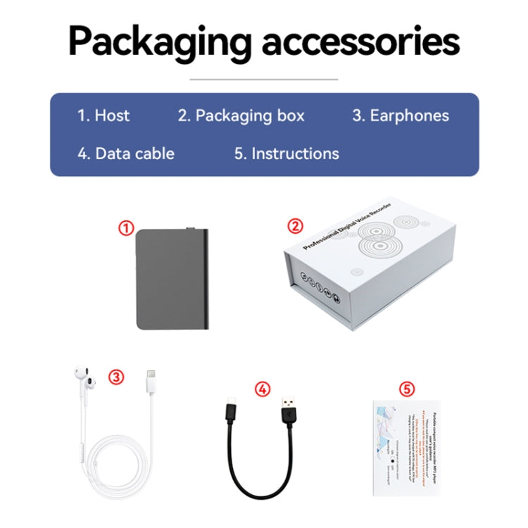 Caneta Gravadora de Voz Ultra-fina HD com Redução de Ruído Q61A Suporta Controlo por APP, 8GB, 16GB, 32GB, 64GB, 128GB