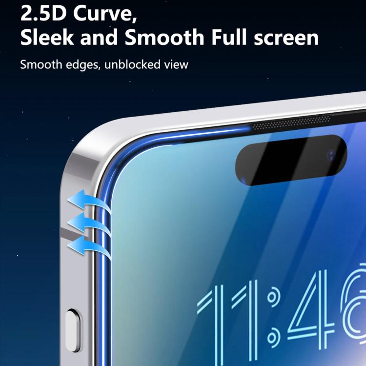Película de vidro temperado HD 2.5D de ecrã total da série Knight da JOYROOM, para iPhone 17 Pro Max, para iPhone 17 Pro, para iPhone 17, para iPhone Air, para iPhone 15 Pro Max, para iPhone 15 Pro