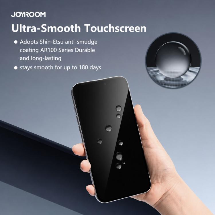 Película de vidro temperado HD 2.5D de ecrã total da série Knight da JOYROOM, para iPhone 17 Pro Max, para iPhone 17 Pro, para iPhone 17, para iPhone Air, para iPhone 15 Pro Max, para iPhone 15 Pro