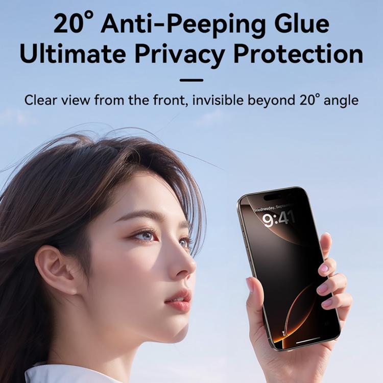 Película temperada de privacidade 2.5D de ecrã total da série Knight da JOYROOM, para iPhone 17 Pro Max, para iPhone 17 Pro, para iPhone 17, para iPhone Air, para iPhone 15 Pro Max, para iPhone 15 Pro, para iPhone 15 Plus, para iPhone 15