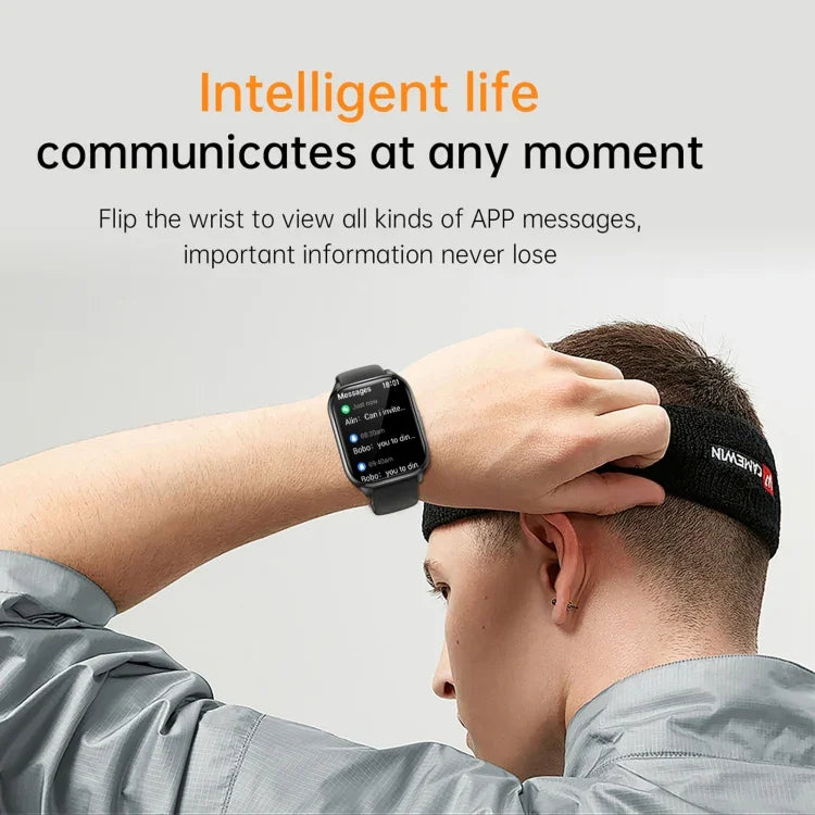 KT73S Smartwatch com Ecrã Quadrado de 1,85 polegadas e Chamada BT, Monitorização de Frequência Cardíaca / Pressão Arterial / Oxigénio no Sangue / Saúde Feminina / Sono