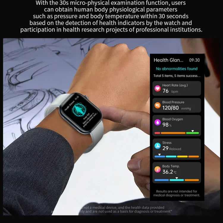 ET587 Smartwatch com Ecrã AMOLED de 1,95 polegadas, Monitorização ECG Electrocardiograma / Açúcar no Sangue