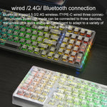 AULA F98Pro V3 Teclado Mecânico RGB com 99 Teclas, Com Fios/2.4G/Bluetooth, Três Modos, Eixo Cristal de Gelo