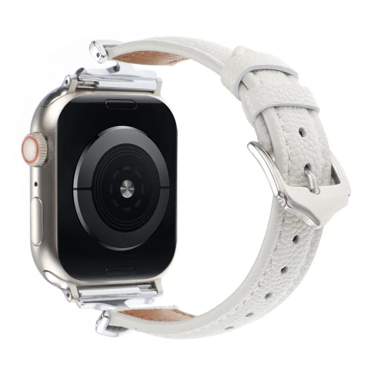 Pulseira de Relógio em Pele Genuína com Fivela em Forma de X, Para Apple Watch 46mm / 49mm / 45mm / 44mm, Para Apple Watch 42mm / 41mm / 40mm / 38mm