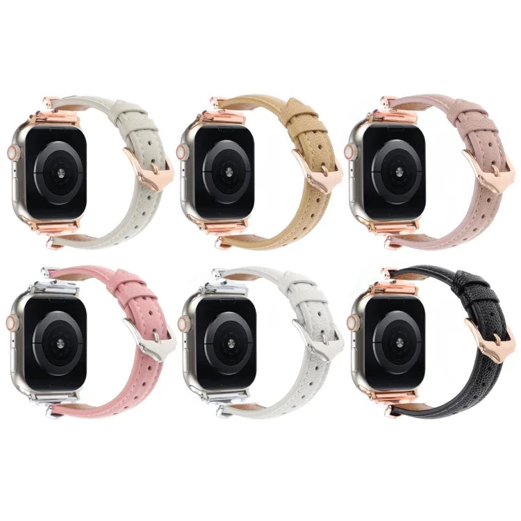 Pulseira de Relógio em Pele Genuína com Fivela em Forma de X, Para Apple Watch 46mm / 49mm / 45mm / 44mm, Para Apple Watch 42mm / 41mm / 40mm / 38mm