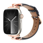 Pulseira de Relógio em Pele Genuína com Textura de Pontos e Fivela em Forma de X, Para Apple Watch 46mm / 49mm / 45mm / 44mm, Para Apple Watch 42mm / 41mm / 40mm / 38mm