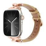 Pulseira de Relógio em Pele Genuína com Textura de Pontos e Fivela em Forma de X, Para Apple Watch 46mm / 49mm / 45mm / 44mm, Para Apple Watch 42mm / 41mm / 40mm / 38mm