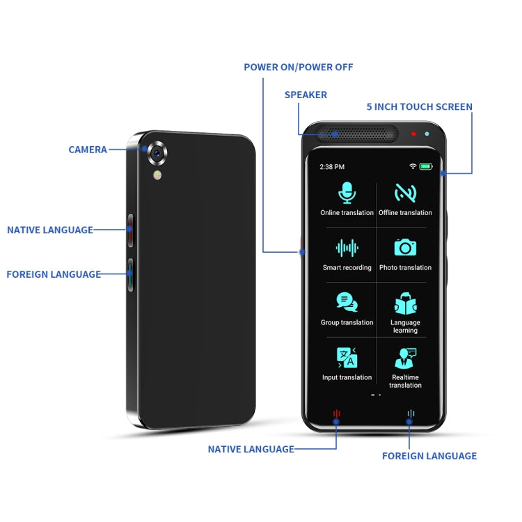 VORMOR Z6 Tradutor Inteligente AI com Ecrã Tátil HD de 5.0 polegadas 139 Línguas com Tradução Offline / Tradução por Foto