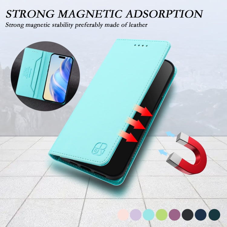 Capa de Telemóvel em Pele com Fecho Magnético de Dupla Dobra RC01 com RFID, Para iPhone 16 Pro, Para iPhone 16 Plus, Para iPhone 16, Para iPhone 15 Pro Max, Para iPhone 15 Pro, Para iPhone 15 Plus