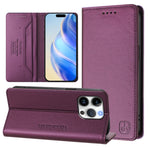 Capa de Telemóvel em Pele com Fecho Magnético de Dupla Dobra RC01 com RFID, Para iPhone 16 Pro, Para iPhone 16 Plus, Para iPhone 16, Para iPhone 15 Pro Max, Para iPhone 15 Pro, Para iPhone 15 Plus