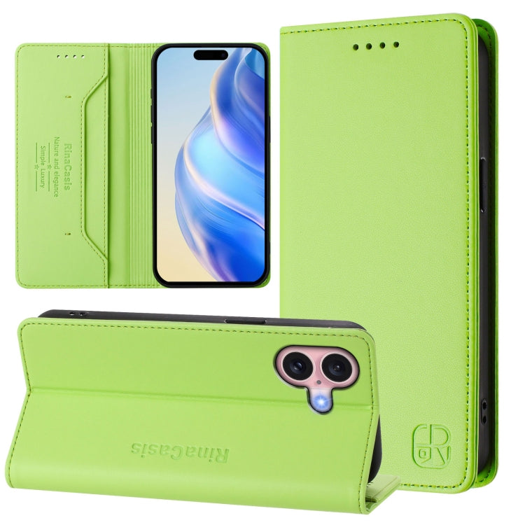 Capa de Telemóvel em Pele com Fecho Magnético de Dupla Dobra RC01 com RFID, Para iPhone 16 Pro, Para iPhone 16 Plus, Para iPhone 16, Para iPhone 15 Pro Max, Para iPhone 15 Pro, Para iPhone 15 Plus