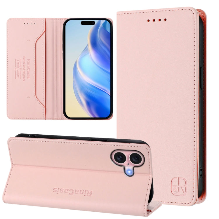 Capa de Telemóvel em Pele com Fecho Magnético de Dupla Dobra RC01 com RFID, Para iPhone 16 Pro, Para iPhone 16 Plus, Para iPhone 16, Para iPhone 15 Pro Max, Para iPhone 15 Pro, Para iPhone 15 Plus
