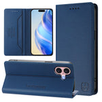 Capa de Telemóvel em Pele com Fecho Magnético de Dupla Dobra RC01 com RFID, Para iPhone 16 Pro, Para iPhone 16 Plus, Para iPhone 16, Para iPhone 15 Pro Max, Para iPhone 15 Pro, Para iPhone 15 Plus