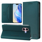 Capa de Telemóvel em Pele com Fecho Magnético de Dupla Dobra RC01 com RFID, Para iPhone 16 Pro, Para iPhone 16 Plus, Para iPhone 16, Para iPhone 15 Pro Max, Para iPhone 15 Pro, Para iPhone 15 Plus