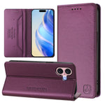 Capa de Telemóvel em Pele com Fecho Magnético de Dupla Dobra RC01 com RFID, Para iPhone 16 Pro, Para iPhone 16 Plus, Para iPhone 16, Para iPhone 15 Pro Max, Para iPhone 15 Pro, Para iPhone 15 Plus