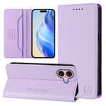 Capa de Telemóvel em Pele com Fecho Magnético de Dupla Dobra RC01 com RFID, Para iPhone 16 Pro, Para iPhone 16 Plus, Para iPhone 16, Para iPhone 15 Pro Max, Para iPhone 15 Pro, Para iPhone 15 Plus