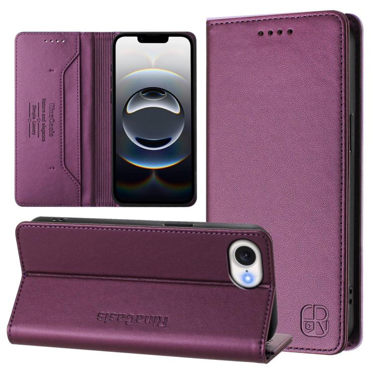 Capa para telemóvel em pele RC01 com dupla dobra, sucção magnética e RFID, para iPhone 17e / 16e, para iPhone 17 Pro Max, para iPhone 17 Pro, para iPhone 17, para iPhone Air, para iPhone 16 Pro Max
