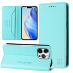 Capa de Telemóvel em Pele com Fecho Magnético de Dupla Dobra RC01 com RFID, Para iPhone 16 Pro, Para iPhone 16 Plus, Para iPhone 16, Para iPhone 15 Pro Max, Para iPhone 15 Pro, Para iPhone 15 Plus
