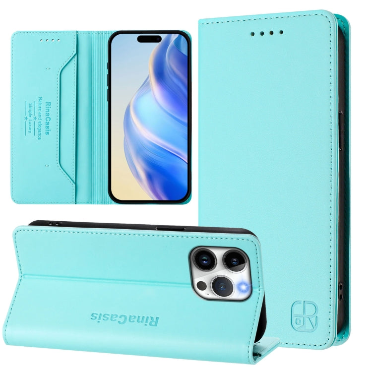 Capa de Telemóvel em Pele com Fecho Magnético de Dupla Dobra RC01 com RFID, Para iPhone 16 Pro, Para iPhone 16 Plus, Para iPhone 16, Para iPhone 15 Pro Max, Para iPhone 15 Pro, Para iPhone 15 Plus