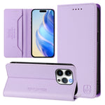 Capa de Telemóvel em Pele com Fecho Magnético de Dupla Dobra RC01 com RFID, Para iPhone 16 Pro, Para iPhone 16 Plus, Para iPhone 16, Para iPhone 15 Pro Max, Para iPhone 15 Pro, Para iPhone 15 Plus