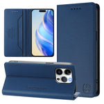 Capa de Telemóvel em Pele com Fecho Magnético de Dupla Dobra RC01 com RFID, Para iPhone 16 Pro, Para iPhone 16 Plus, Para iPhone 16, Para iPhone 15 Pro Max, Para iPhone 15 Pro, Para iPhone 15 Plus