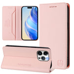 Capa de Telemóvel em Pele com Fecho Magnético de Dupla Dobra RC01 com RFID, Para iPhone 16 Pro, Para iPhone 16 Plus, Para iPhone 16, Para iPhone 15 Pro Max, Para iPhone 15 Pro, Para iPhone 15 Plus