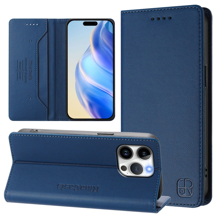 Capa de Telemóvel em Pele com Fecho Magnético de Dupla Dobra RC01 com RFID, Para iPhone 16 Pro, Para iPhone 16 Plus, Para iPhone 16, Para iPhone 15 Pro Max, Para iPhone 15 Pro, Para iPhone 15 Plus