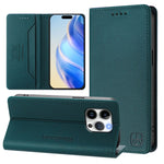Capa de Telemóvel em Pele com Fecho Magnético de Dupla Dobra RC01 com RFID, Para iPhone 16 Pro, Para iPhone 16 Plus, Para iPhone 16, Para iPhone 15 Pro Max, Para iPhone 15 Pro, Para iPhone 15 Plus