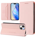 Capa de Telemóvel em Pele com Fecho Magnético de Dupla Dobra RC01 com RFID, Para iPhone 16 Pro, Para iPhone 16 Plus, Para iPhone 16, Para iPhone 15 Pro Max, Para iPhone 15 Pro, Para iPhone 15 Plus