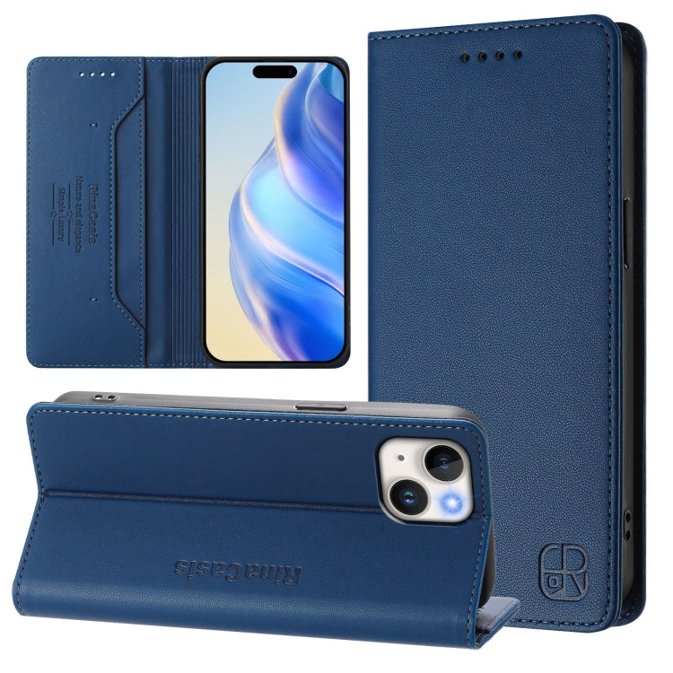 Capa de Telemóvel em Pele com Fecho Magnético de Dupla Dobra RC01 com RFID, Para iPhone 16 Pro, Para iPhone 16 Plus, Para iPhone 16, Para iPhone 15 Pro Max, Para iPhone 15 Pro, Para iPhone 15 Plus