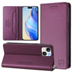 Capa de Telemóvel em Pele com Fecho Magnético de Dupla Dobra RC01 com RFID, Para iPhone 16 Pro, Para iPhone 16 Plus, Para iPhone 16, Para iPhone 15 Pro Max, Para iPhone 15 Pro, Para iPhone 15 Plus