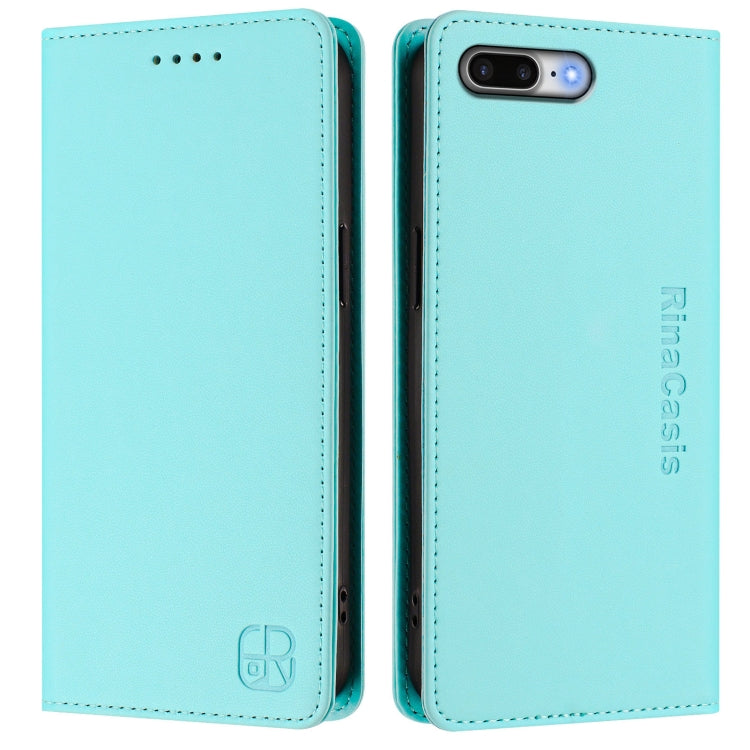 Capa de Telefone em Pele RFID com Dupla Dobra e Sucção Magnética RC01, Para iPhone 7 Plus / 8 Plus