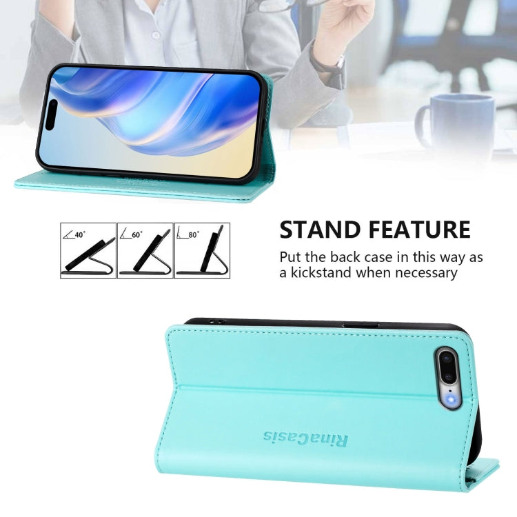 Capa de Telefone em Pele RFID com Dupla Dobra e Sucção Magnética RC01, Para iPhone 7 Plus / 8 Plus
